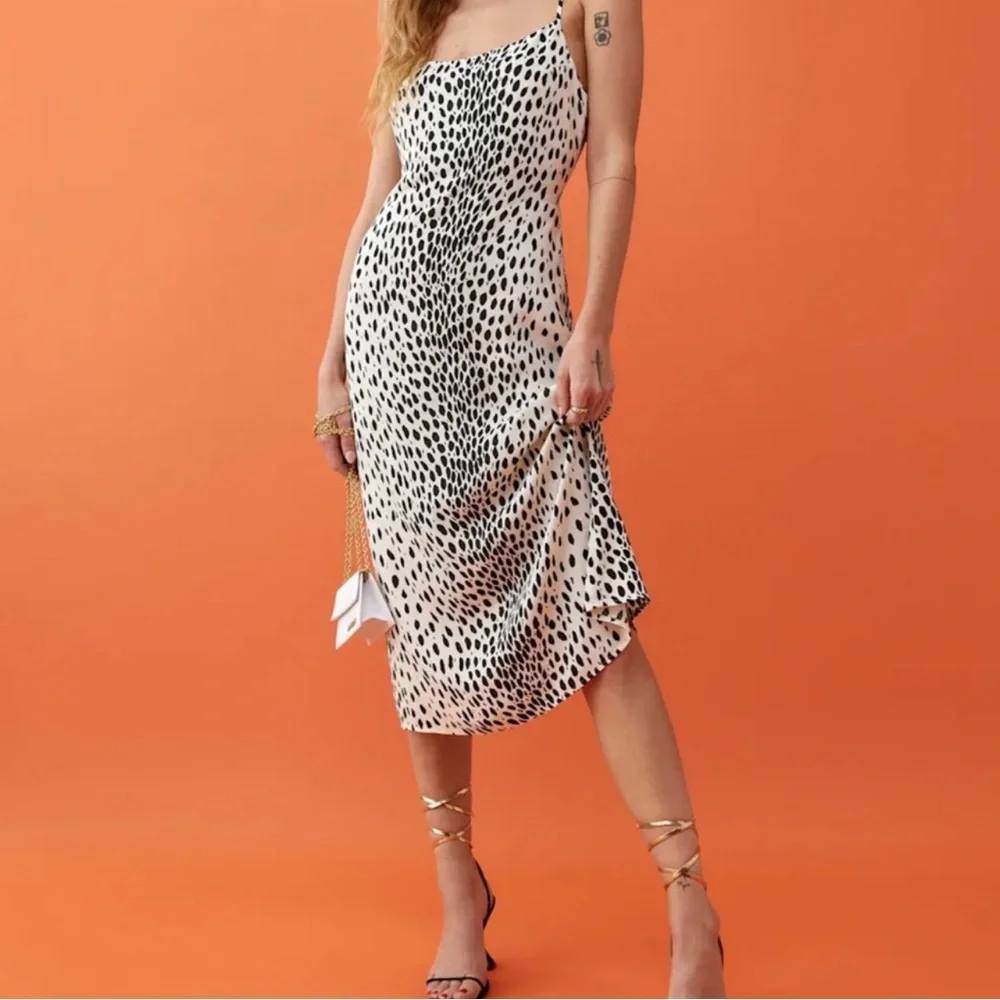 Reformation Elegant Black and White Spotted Dress with low back - Picture 1 of 8